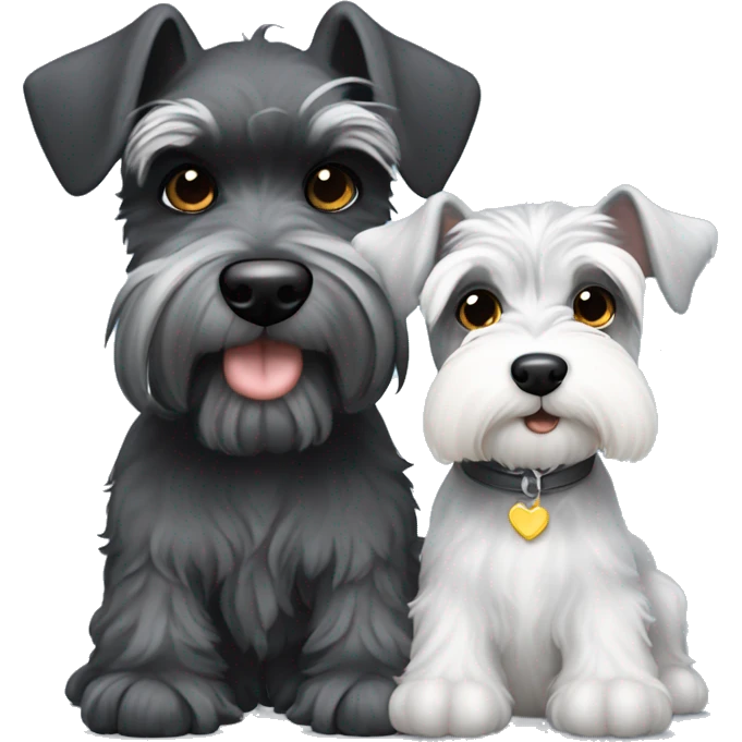 Baby schnauzer with older angel schnauzer emoji