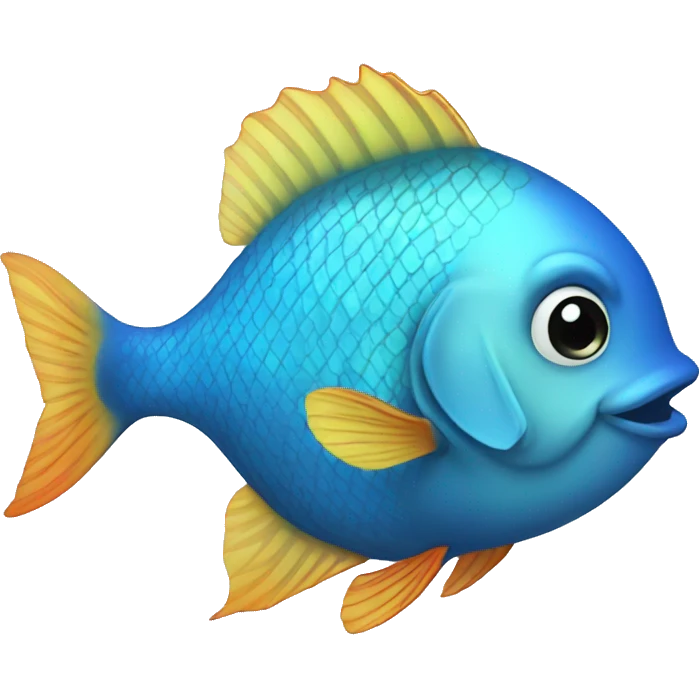 side view of a blue cute fish emoji
