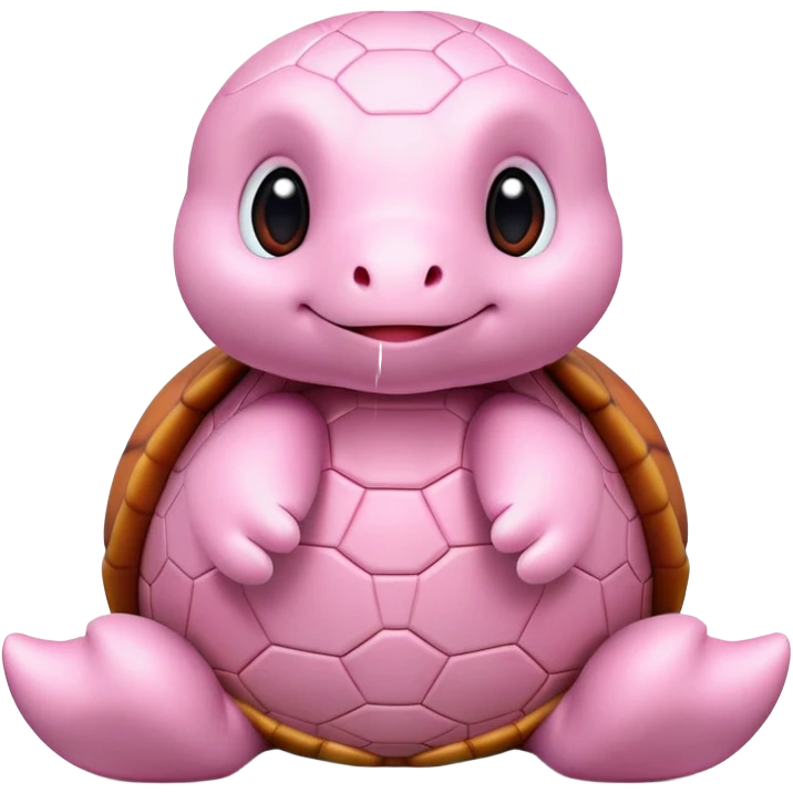 light pink plush turtle that looks exactly like a stuffed animal with visible stitching, perfectly round head, red shell, cute, adorable, soft fabric texture, huggable plush toy appearance emoji