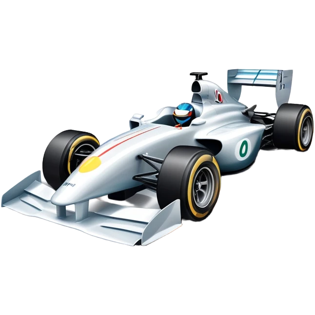 An icon showing a Formula 1 car racing down a track, with speed lines trailing behind. The design captures the intensity of high-speed racing, with sharp curves and bright track lights in the background. Transparent background highlights the action and excitement of racing. emoji
