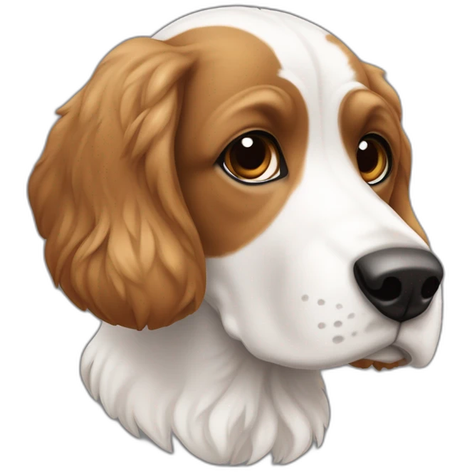 un perro cocker blanco y negro y con cejas marrones emoji