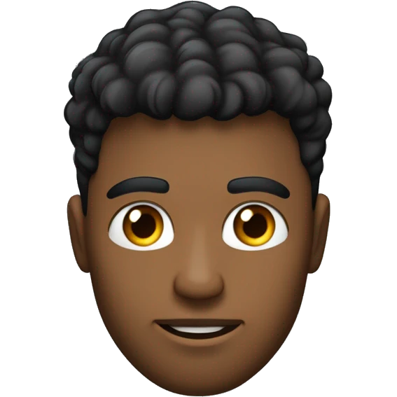 masculino jovem 18-25 anos com pele clara e cabelo preto, meio arrepiado na frente. O rosto deve ser oval, com traços suaves e olhos azul.O estilo é moderno e descontraído,representando juventude emoji