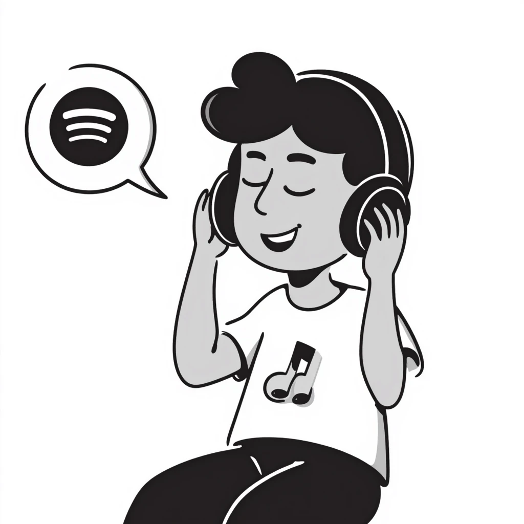 brown boy listening to music with headphones on Spotify emoji