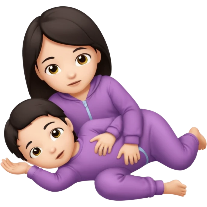 baby dark hair lying on ground emoji