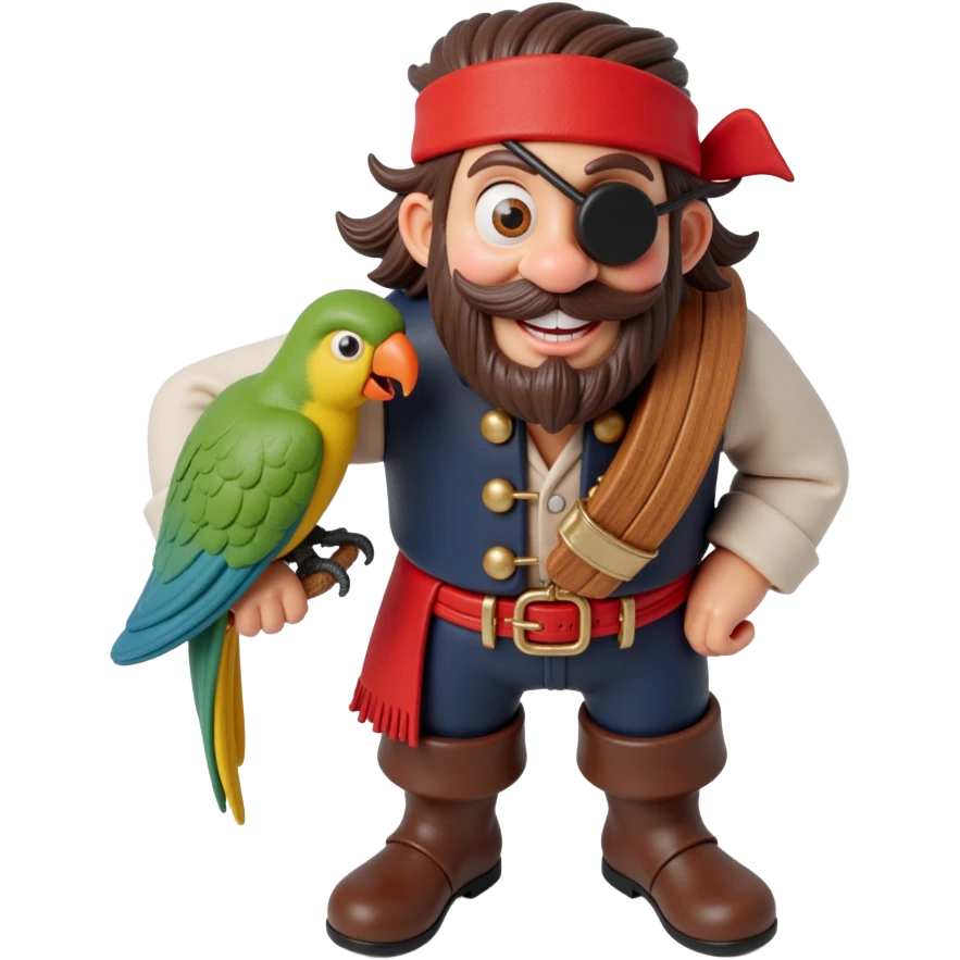 pirate with eye patch and parrot emoji