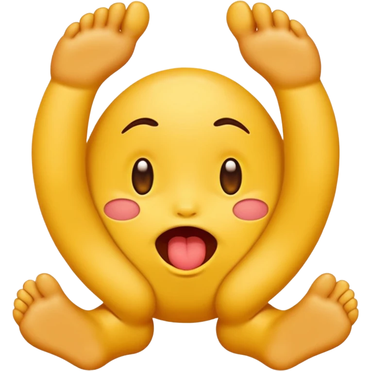 yellow emoji character sucking toes, playful, suggestive emoji