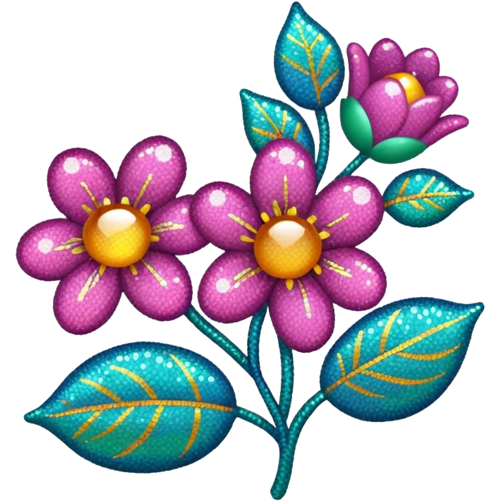 Knit with floral glittery design emoji