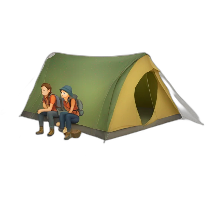 couple trekking in a tent emoji