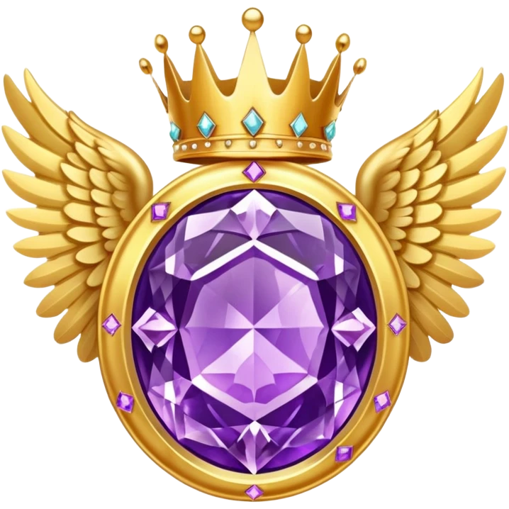 Big complex amethyst stone award-in-frame-decorated-with-big-golden-angel--wings and crown emoji