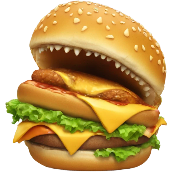 Dinosaur eating a burger emoji