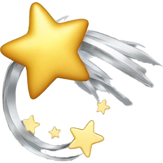 Single silver shooting star with silver trail emoji