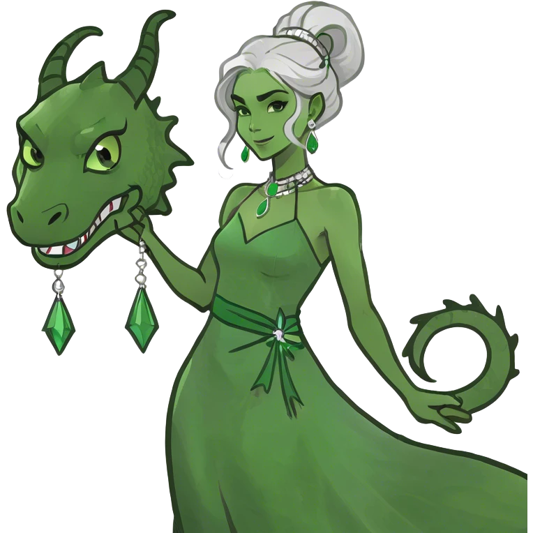 A woman with a dragontail emoji