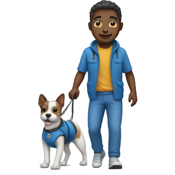 pet walker in blue outfit emoji