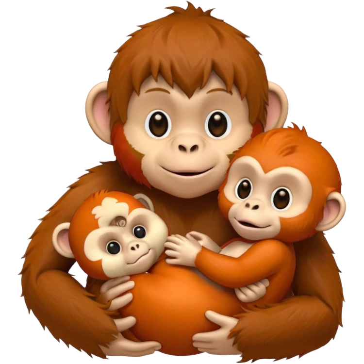 baby monkey holding an orangutan doll emoji