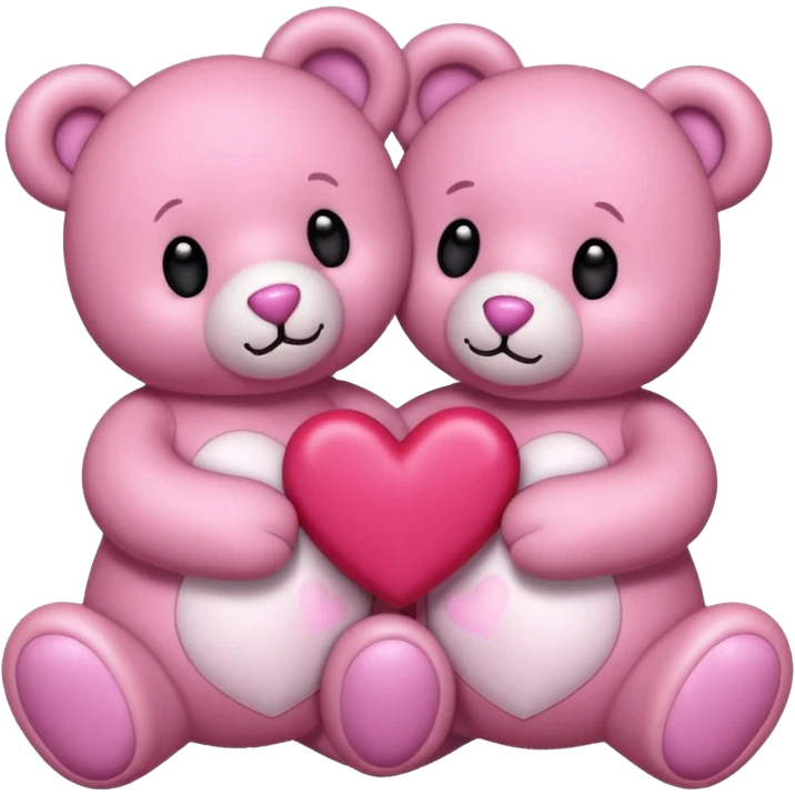 Two pink teddy bear with hearts emoji