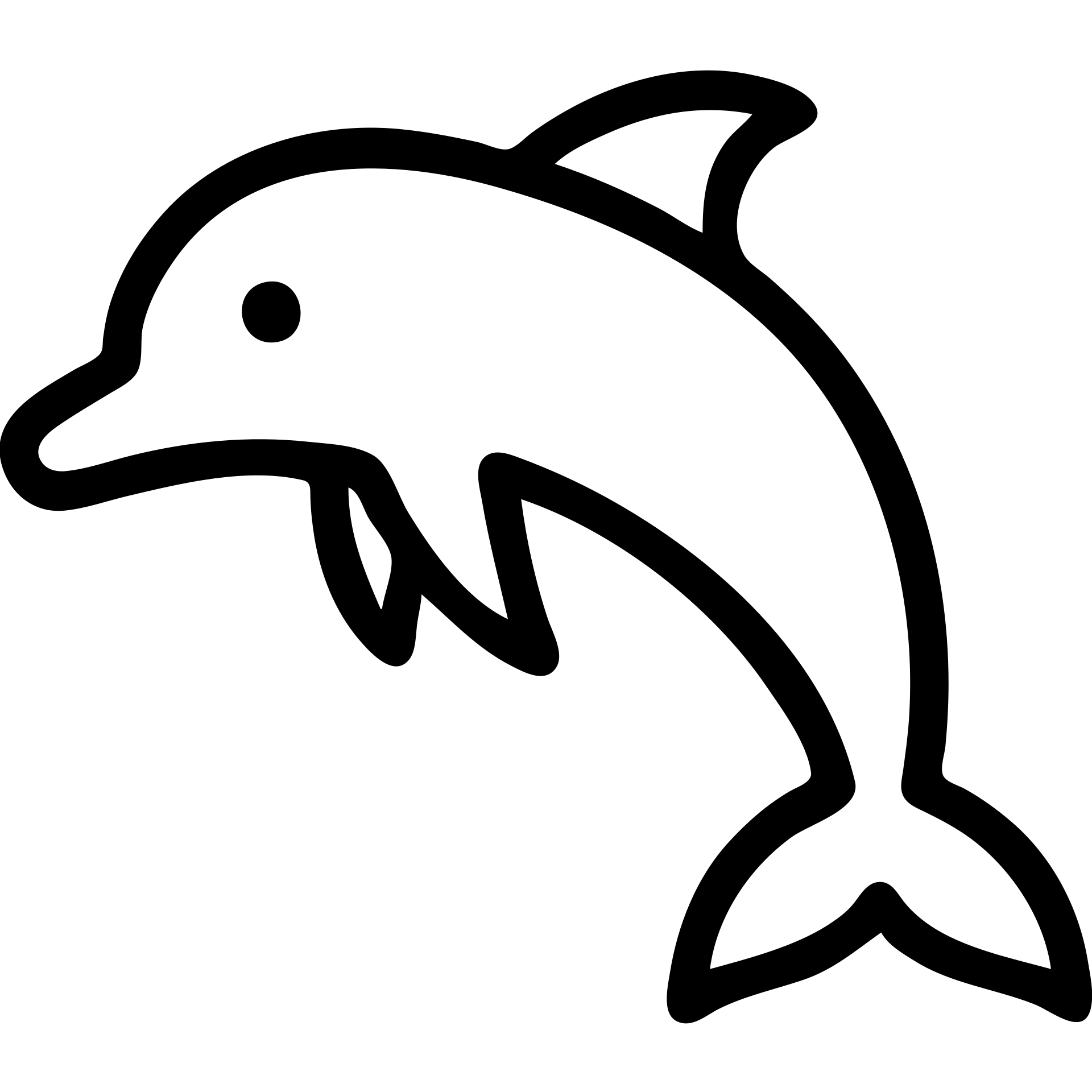 black dolphin, simple, iconic, bold black outline, minimal detail emoji