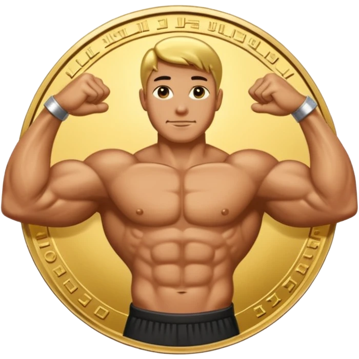 A bent arm showing a big biceps in a gold coin emoji