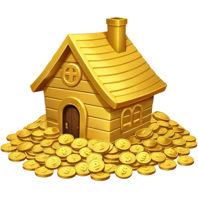 a house overflowing with money emoji