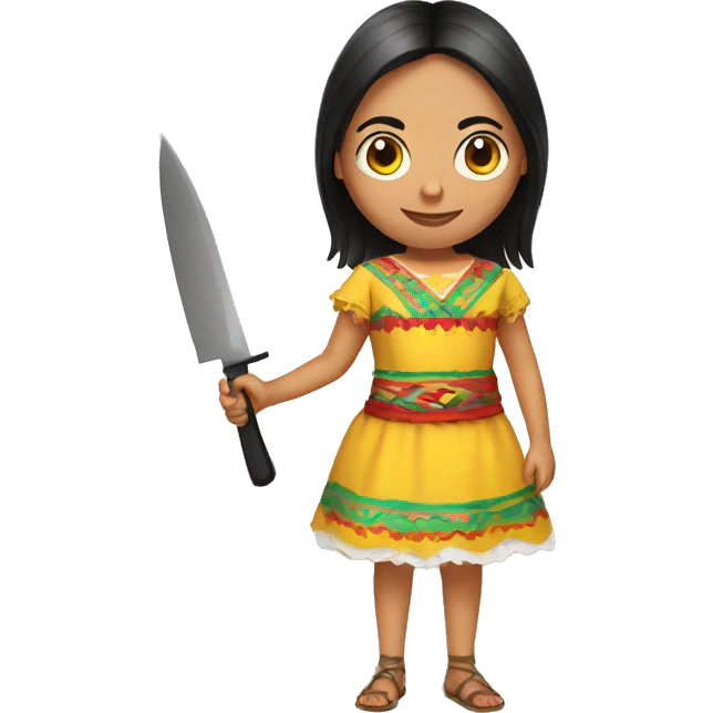 Mexican Girl holding a knife and 2 eggs emoji