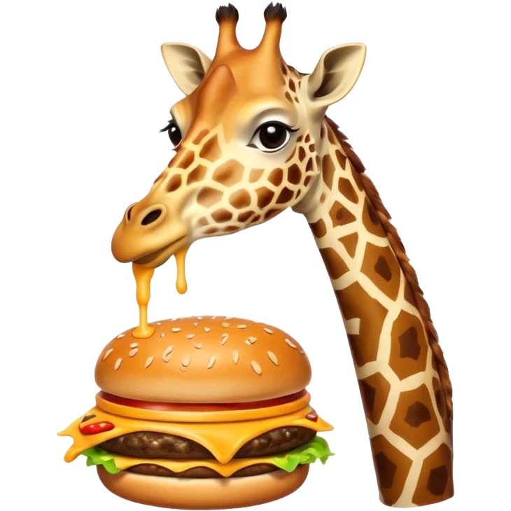 A giraffe eating a cheeseburger emoji