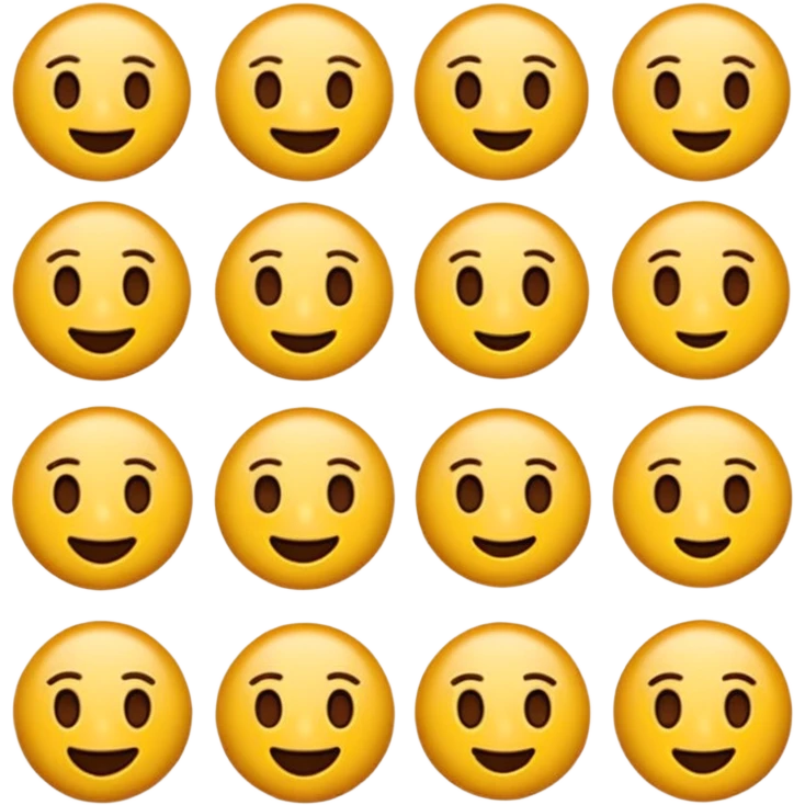 Koyu renk, dağınık dalgalı saçlı, kısa kahküllü, yuvarlak gözlüklü ve büyük kahverengi gözlü bir genç kadının yüzünü gösteren emoji tarzı illüstrasyon. Hafif bir gülümseme veya tatlı bir sırıtış ifadesi var. Cilt tonu açık. emoji