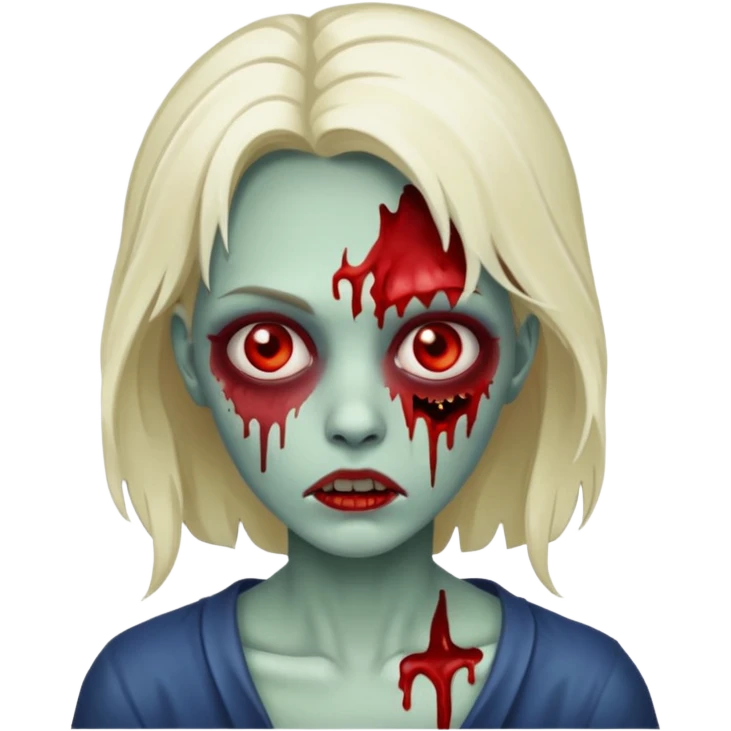 Female Zombie with red stuff on face emoji