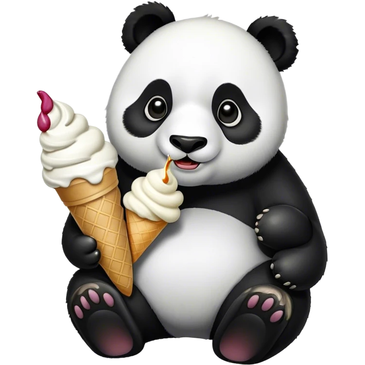 Panda eating ice cream emoji