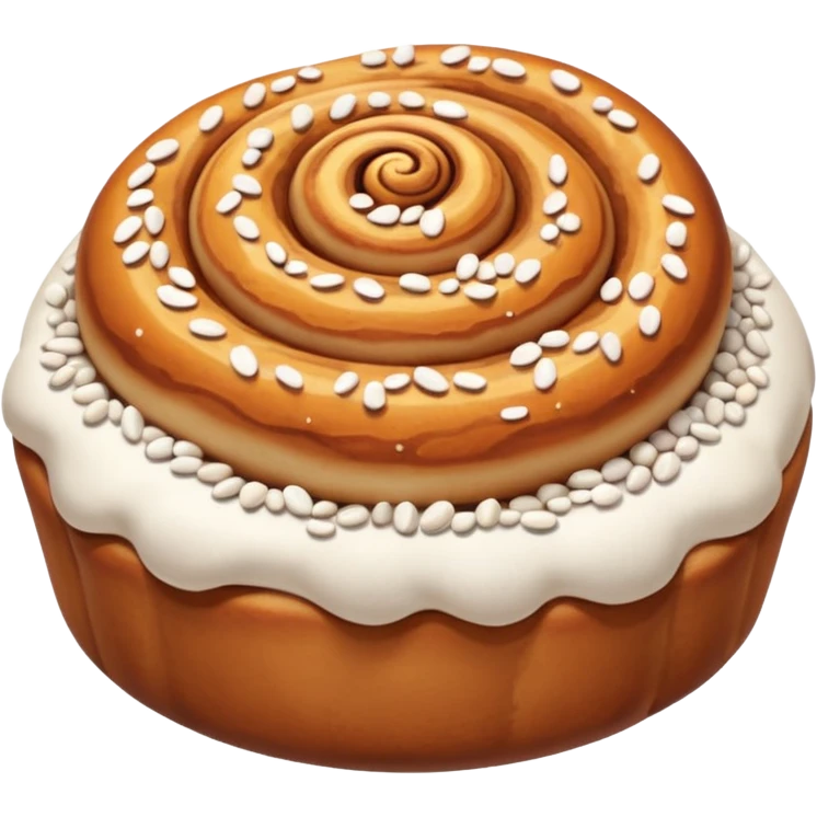 cinnemon bun with a lots white sugar pebbles on top emoji