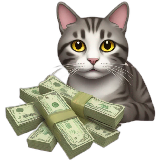 Real cat with money 80's style emoji
