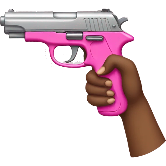 Girl hand holding pink gun emoji