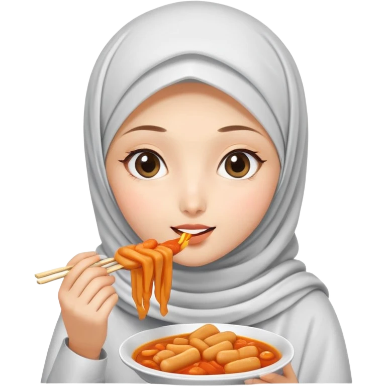 Girl wearing hijab and tteokbokki emoji