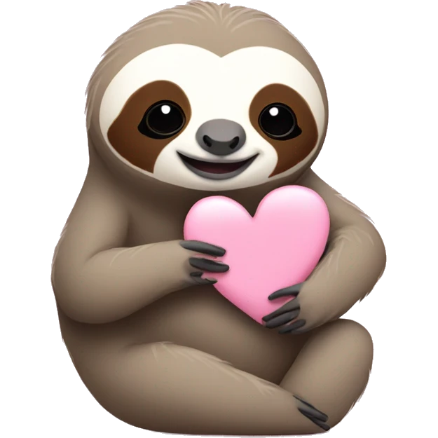 sloth holding a baby pink heart emoji