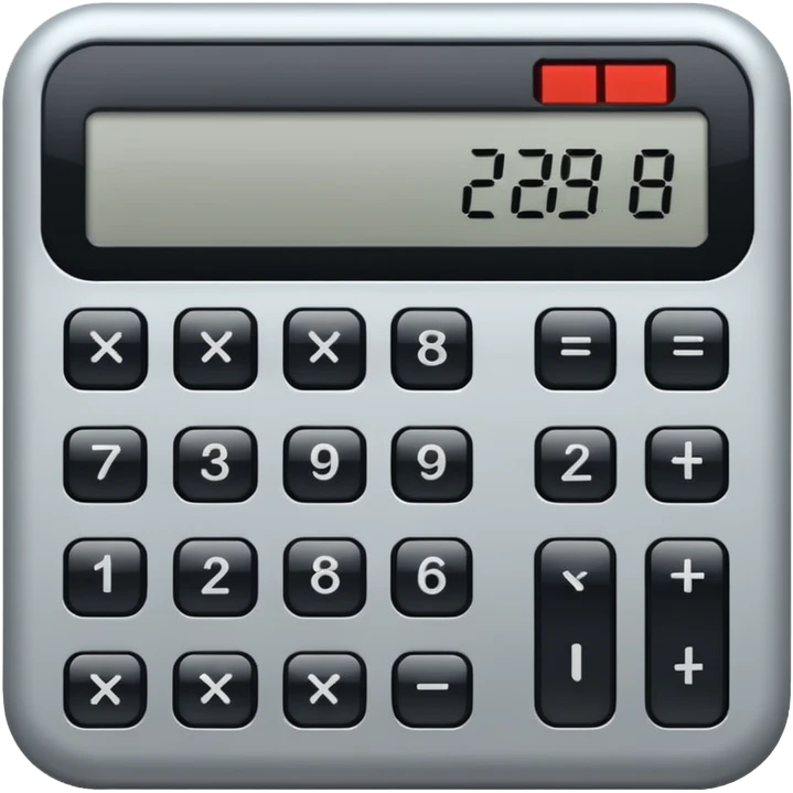 classic calculator, simple, gray body, digital display emoji