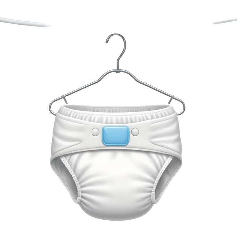 a single white regular diaper hanged on a wired hanger emoji