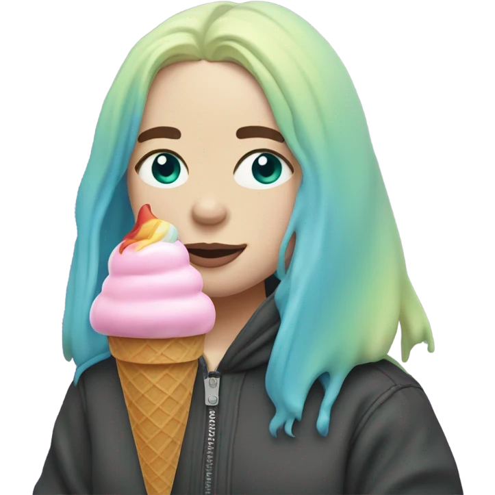 Billie Eilish holding ice cream emoji