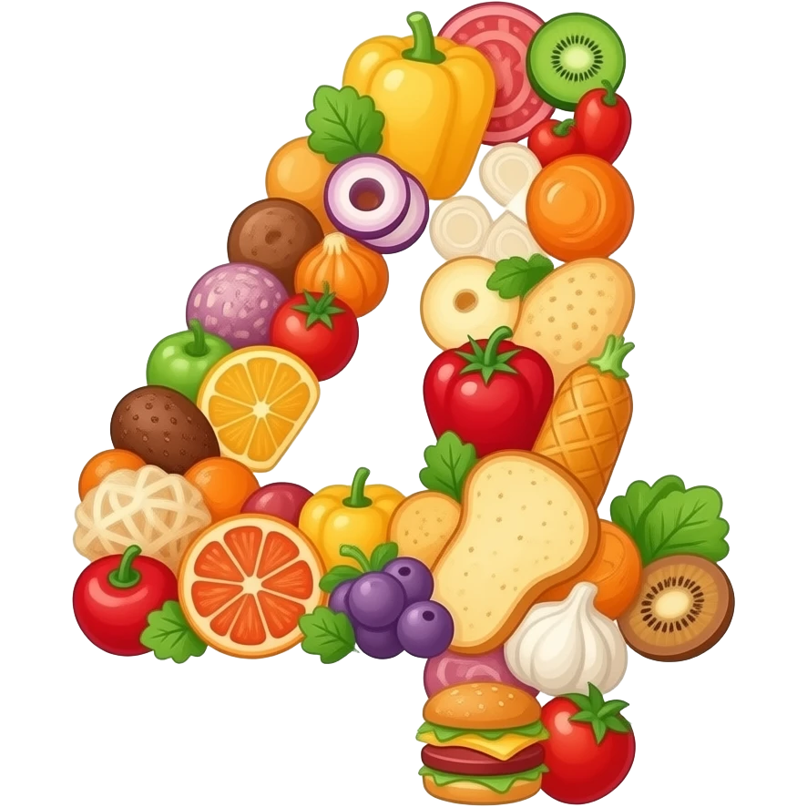 number 4 made of food emoji