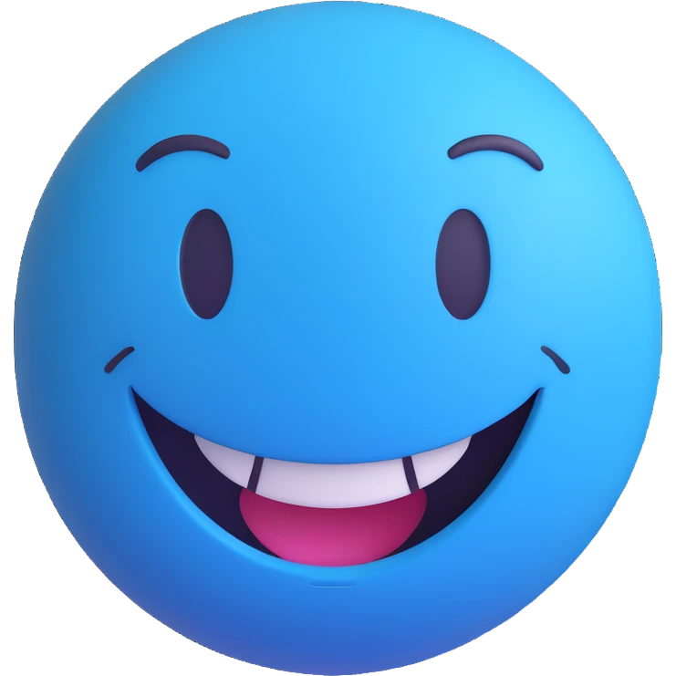 blue smiley face laughing, Microsoft Fluent style emoji