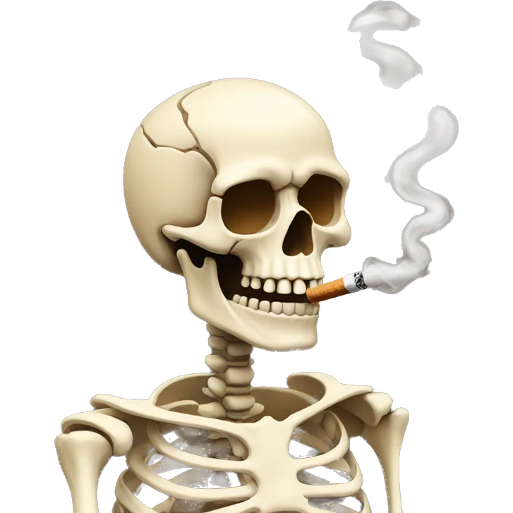 beige skeleton with a cigarette in his mouth emoji