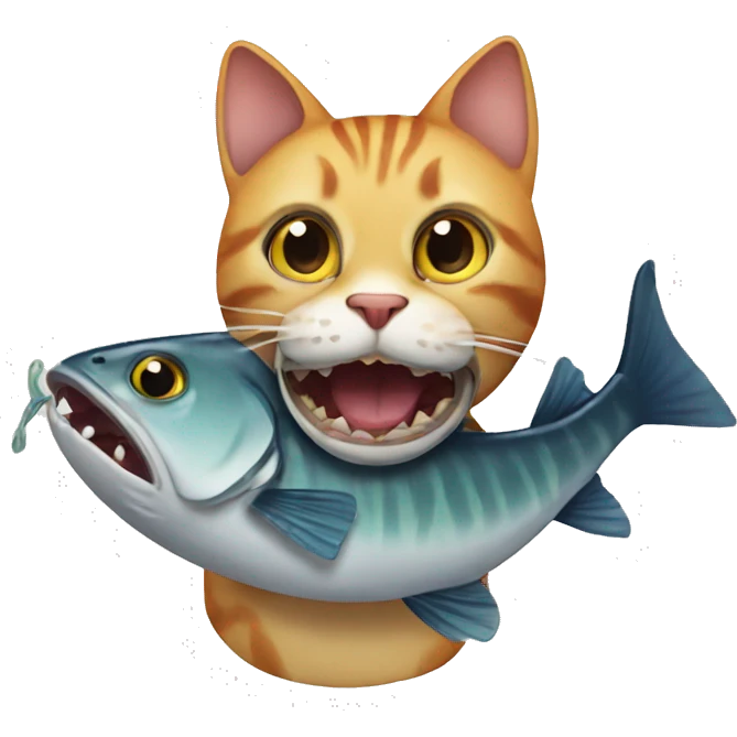 fish eating cat. emoji