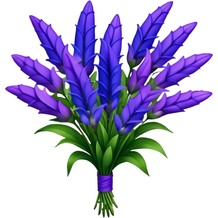 luxuriant, big bouquet Lobelia, stem, leaf, natural, realistic  emoji