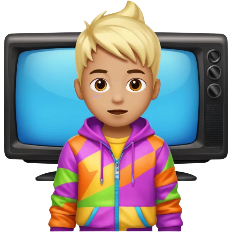 🩵A kid wear crazy on tv. emoji