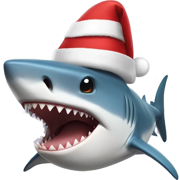 Shark with Santa hat emoji