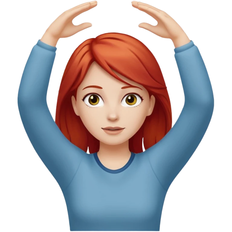 A white girl with red hair holding her arms up  emoji