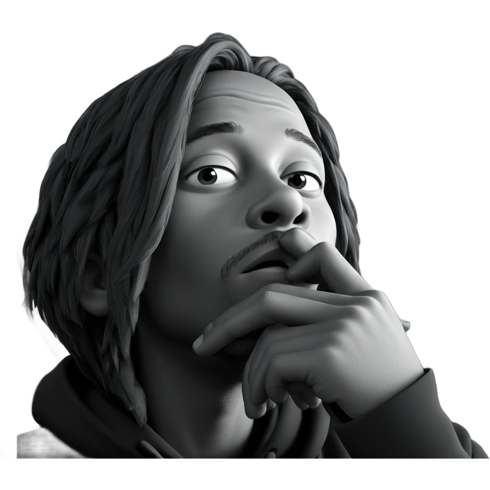 thoughtful boy in greyscale emoji