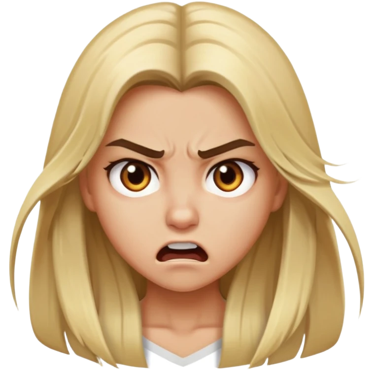 blonde girl with brown eyes and long hair angry emoji