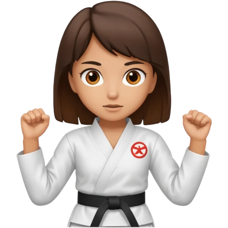 Karate Brunette girl whit brown or black belt emoji