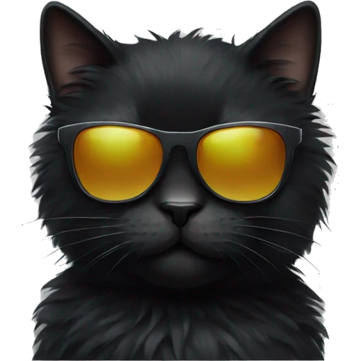 Fluffy black Cat with sunglasses emoji