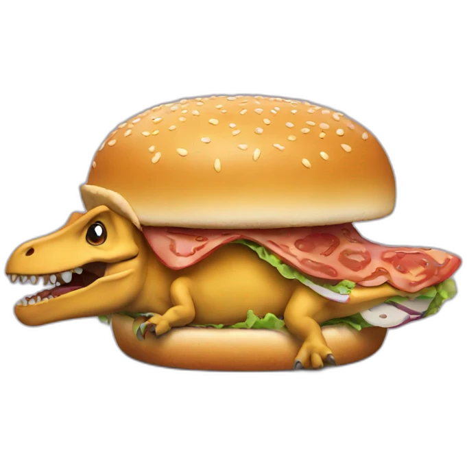 Dinosaur eat a burger emoji