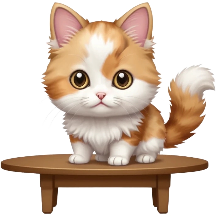 Munchkin kitten standing over the table emoji