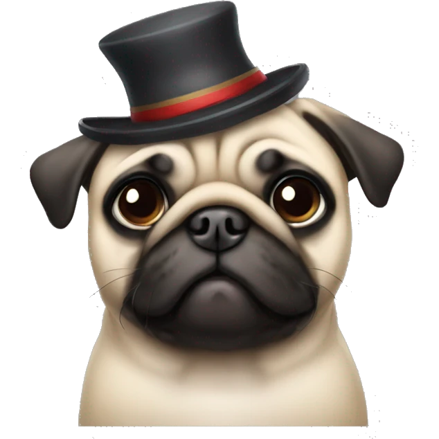 A little pug with a little hat emoji